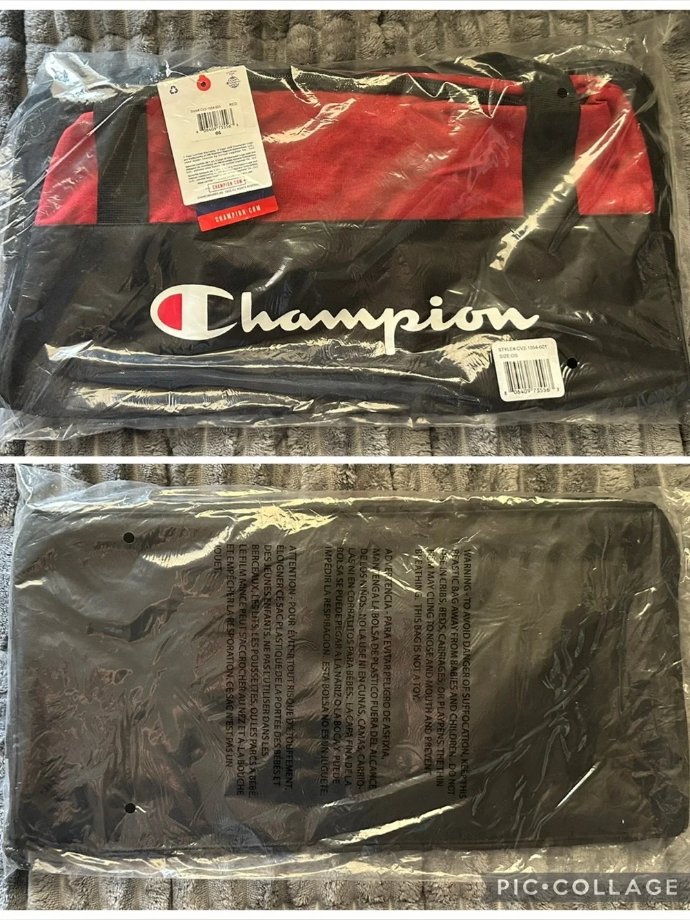New! Champion Prologue Utility Duffel Bag in Red & Black